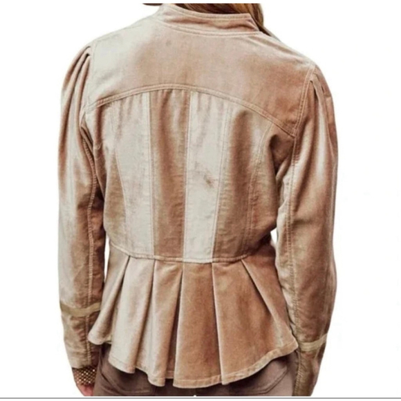 Free People Velvet Ballet Racer Jacket NWT Size Medium Champagne - Picture 2 of 5